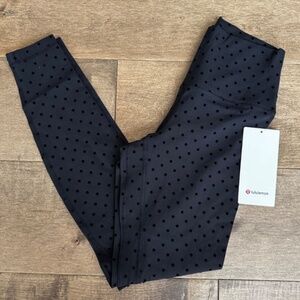 LULULEMON ALIGN HIGH-RISE PANT 28" WOMEN SZ 6 POLKA DOT FLOCKED BLACK NEW